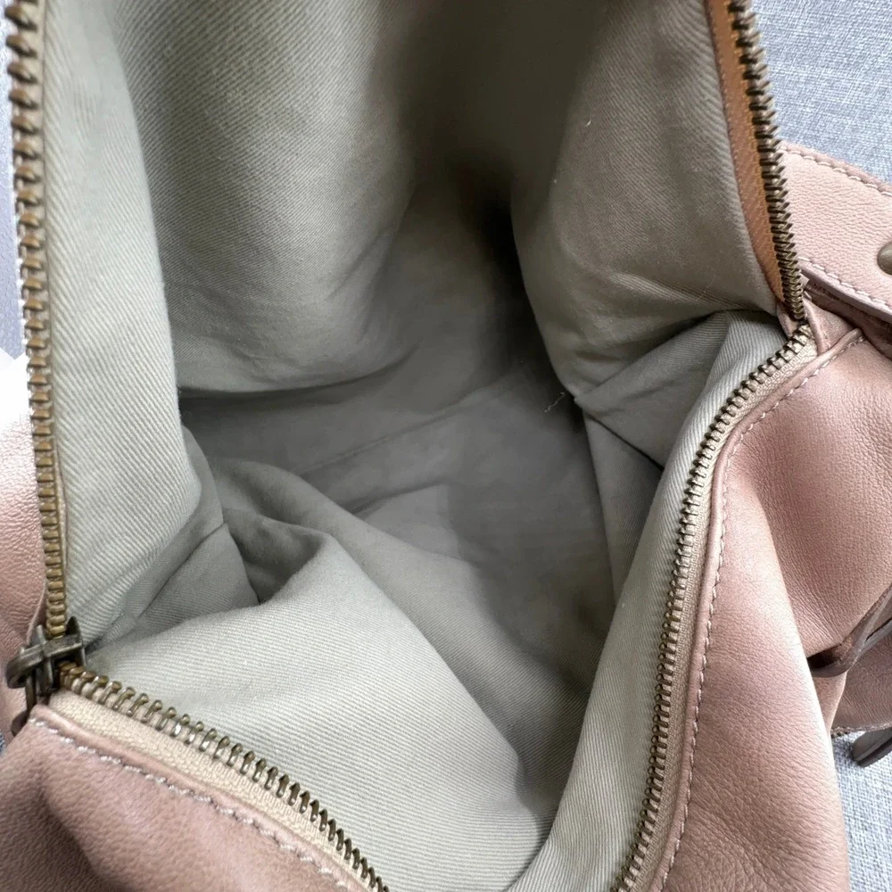 Gianni Notaro Bag Large Nude Leather Hobo Crossbody Shoulder Purse Made in Italy